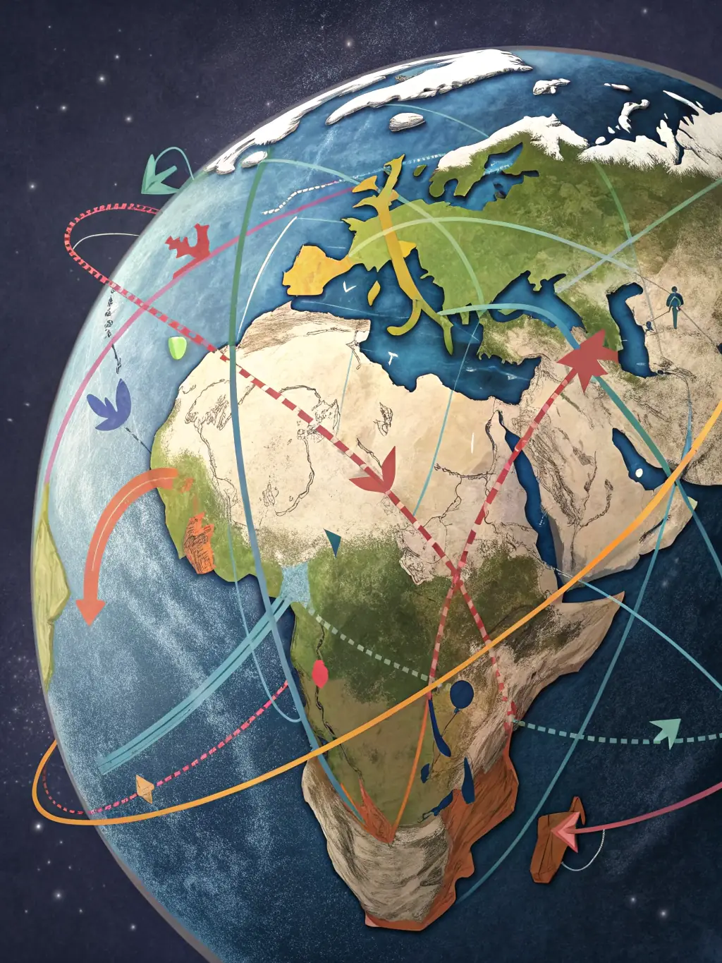 A digital illustration depicting a world map with shipping routes highlighting Apax International's key export destinations, emphasizing their global presence and expertise.